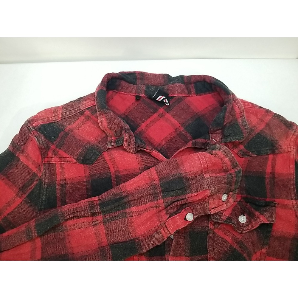 Buffalo‎ David Bitton Womens Flannel Plaid Button Up Shirt Red Black Medium